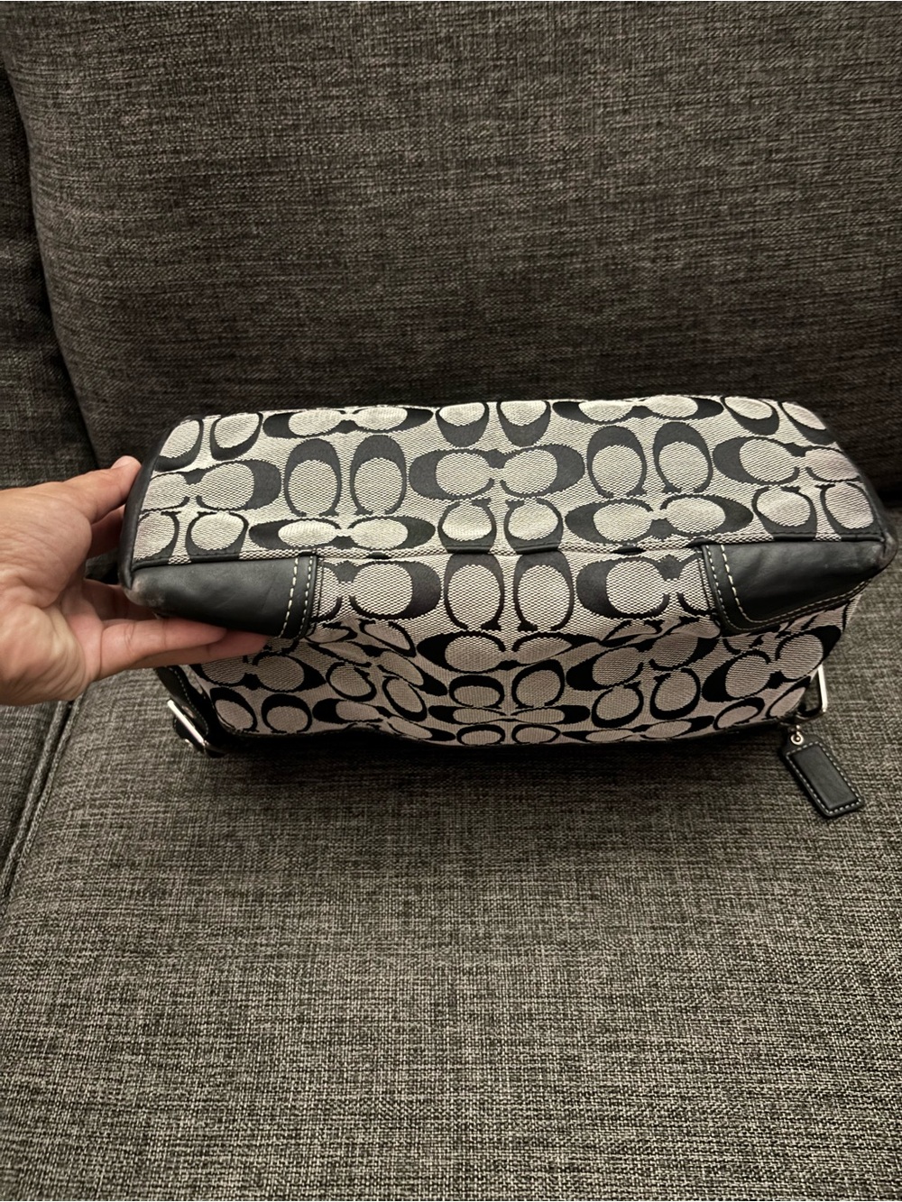 Coach Black and White Signature Canvas Shoulder Bag - Picture 8 of 14